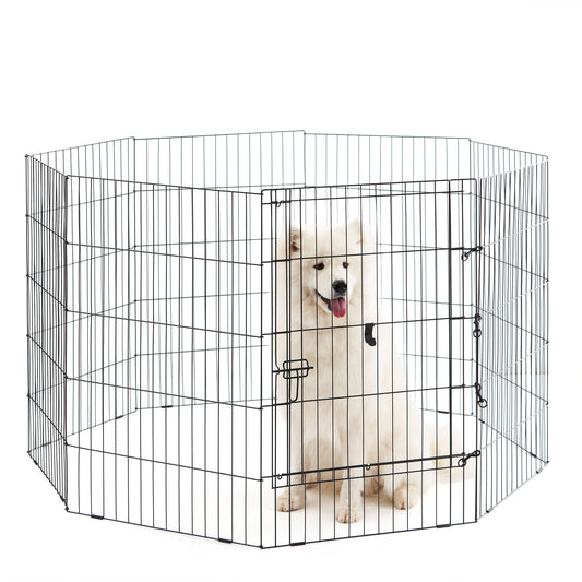 Kfvigoho Dog Playpen Outdoor Panels Heavy Duty Dog Pen Height Puppy Playpen Indoor Anti-Rust Exercise Fence with Doors for Medium/Small