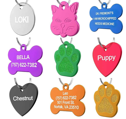 Dr. Fremont's Pet ID Tag Custom for Dog Cat Personalized Many Shapes and Colors to Choose from