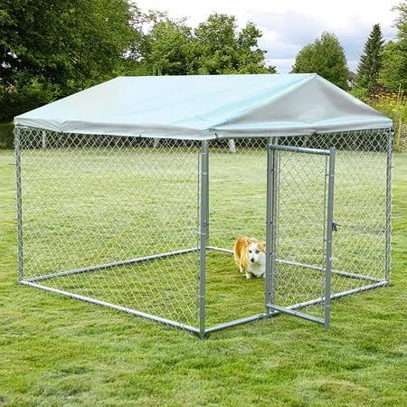 Gymax Large Pet Dog Run House Kennel Cage 7.5' x7.5' Backyard Playpen