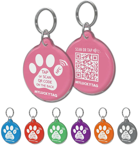 MYLUCKYTAG NFC & QR Code Smart Pet ID Tag Personalized Dog Cat Tag