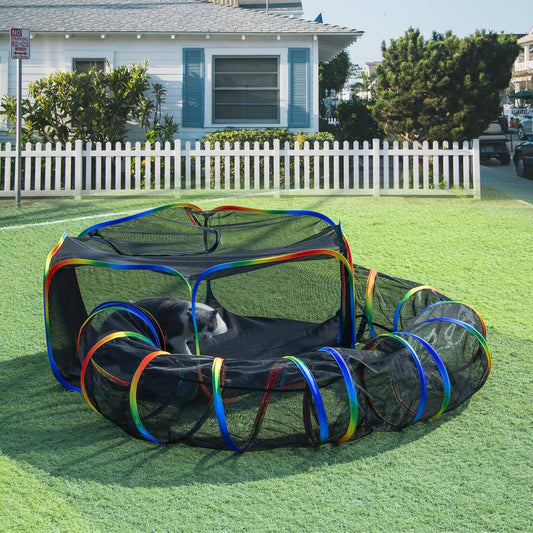 LUCKITTY Outdoor Rainbow Cat Enclosures Playground,Outside House for Indoor Cats Include Portable Cat Tent